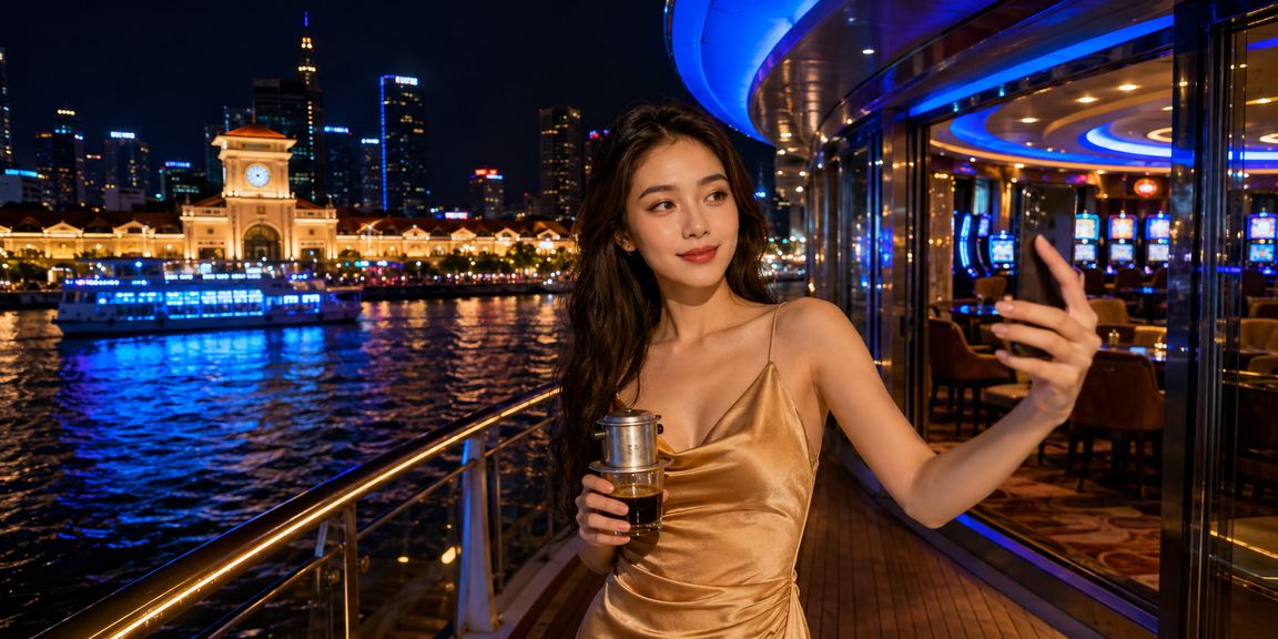Người dùng tại TP.HCM uống cà phê và trải nghiệm ứng dụng casino trực tuyến trên điện thoại